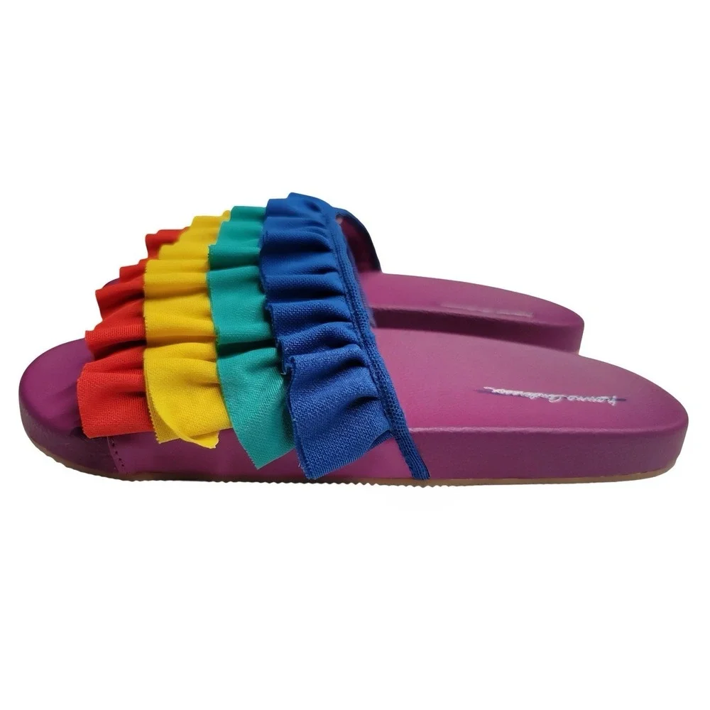 HANNA ANDERSSON Sandals Purple Rainbow Slides Shoes Youth Size 5